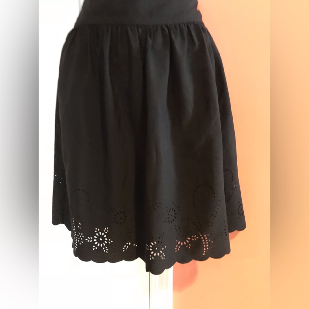 🟠 Aqua Designer Black Bottom Laser Cut Skirt, Size M
